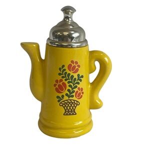 Avon Koffee Klatch Lemon Velvet‎ Bath Foam Yellow Floral Teapot Design